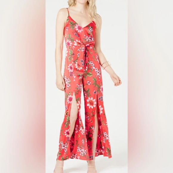 GUESS Isora Floral-Print Split-Leg Jumpsuit Sz 0 - Picture 1 of 15